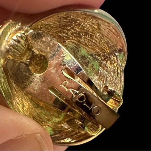 Paolo Gucci Gold Twisted Knot Clip On Earrings - Picture 3 of 4